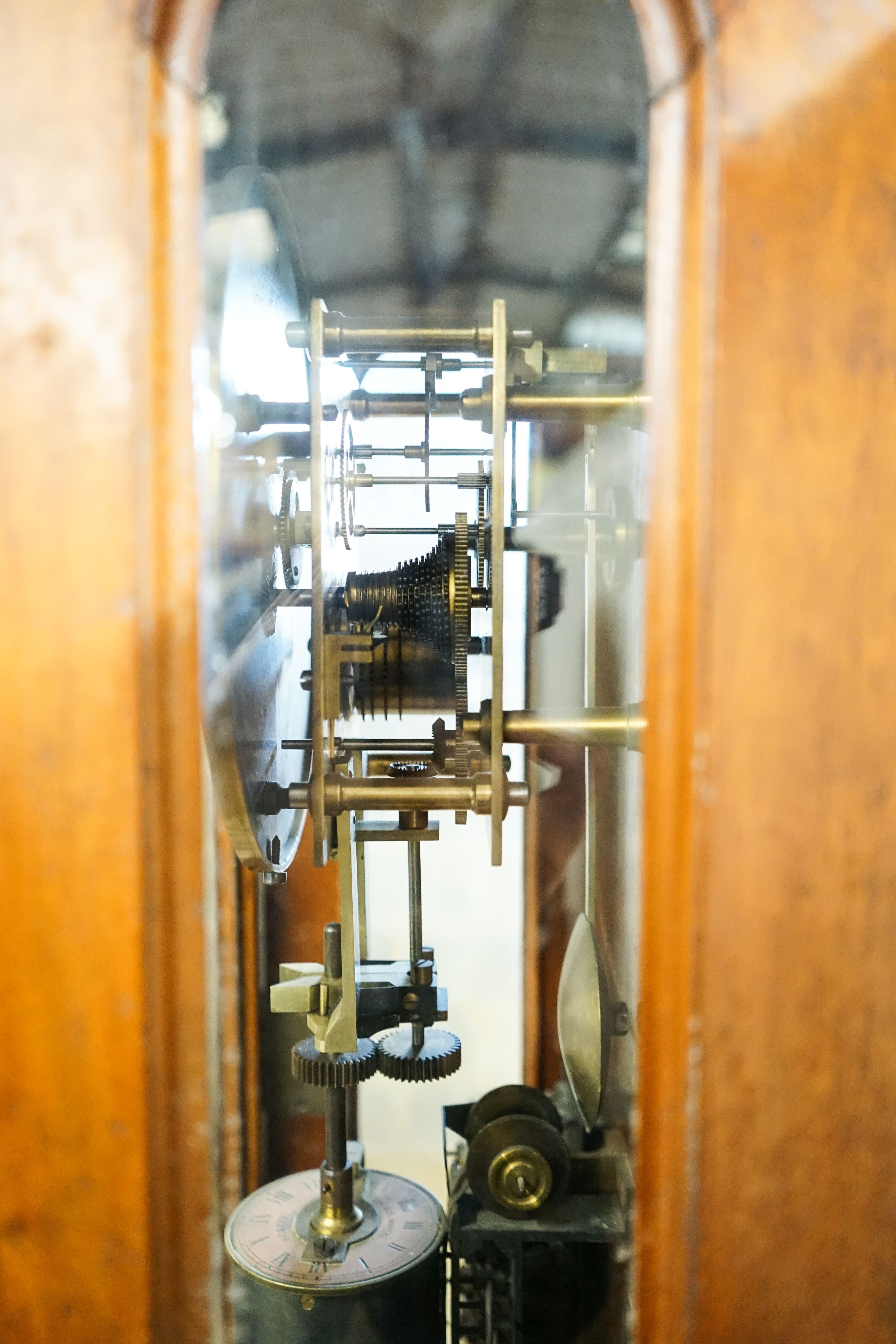 A Gent & Co. Ltd. Patent electric watchman's or 'telltale' clock, single cylinder mahogany cased, height 101cm